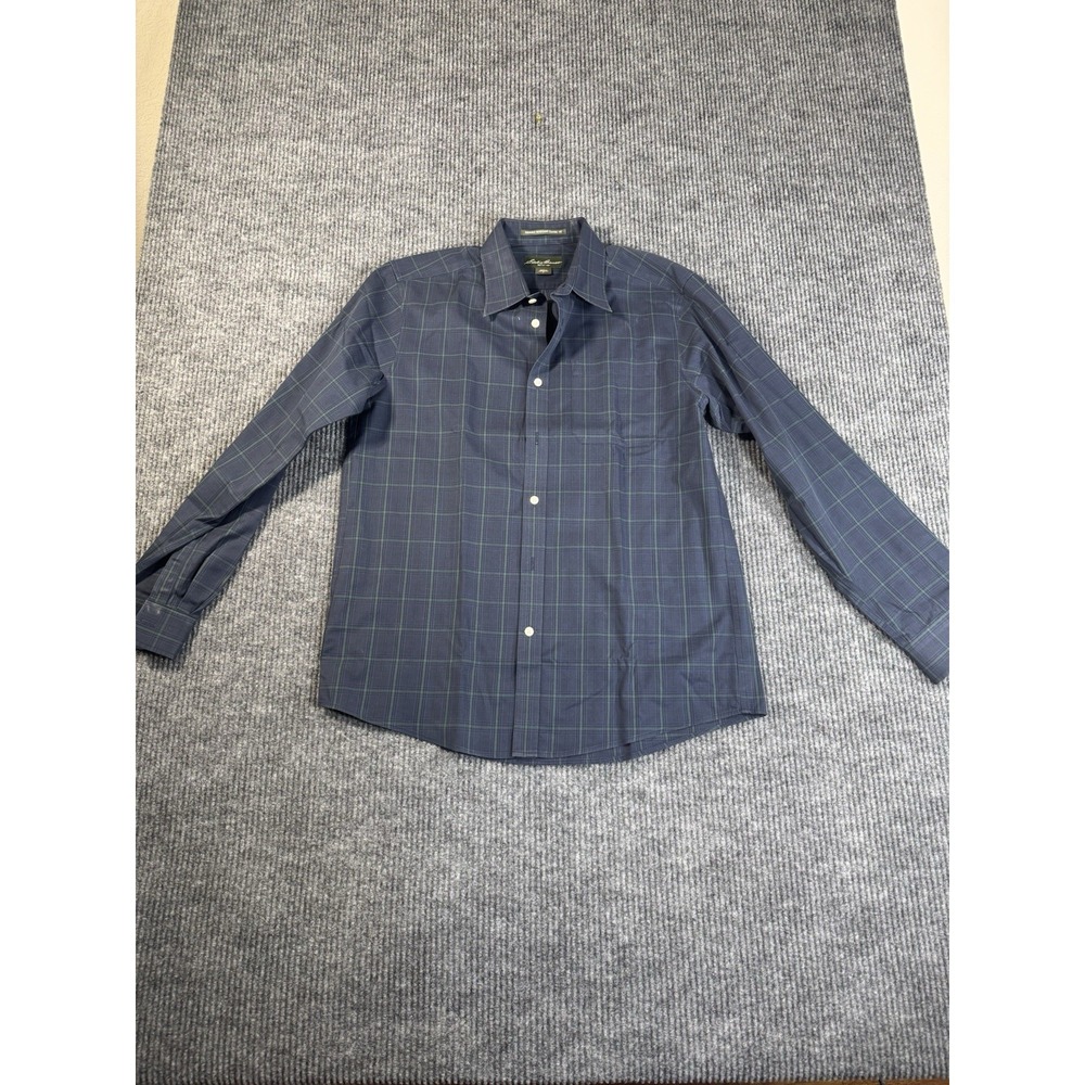 Eddie Bauer Men's Blue Green Plaid Wrinkle Resistant Classic Fit Shirt M‎